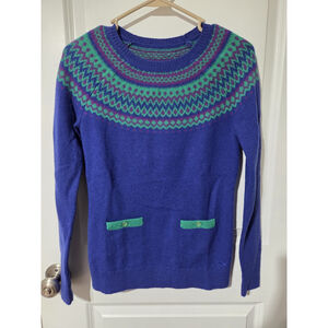 Vineyard Vines Women's S Fair Isle Knitted Merino Lambswool Pullover Sweater